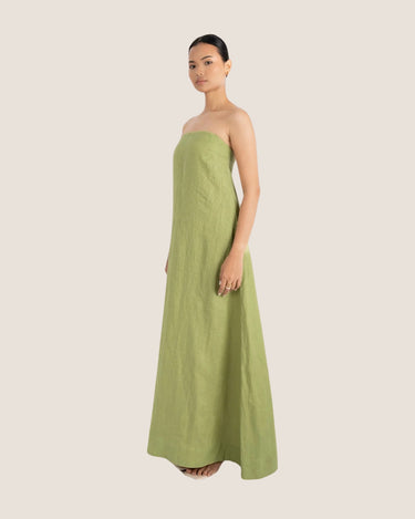 NAYA STRAPLESS DRESS FOREST GREEN